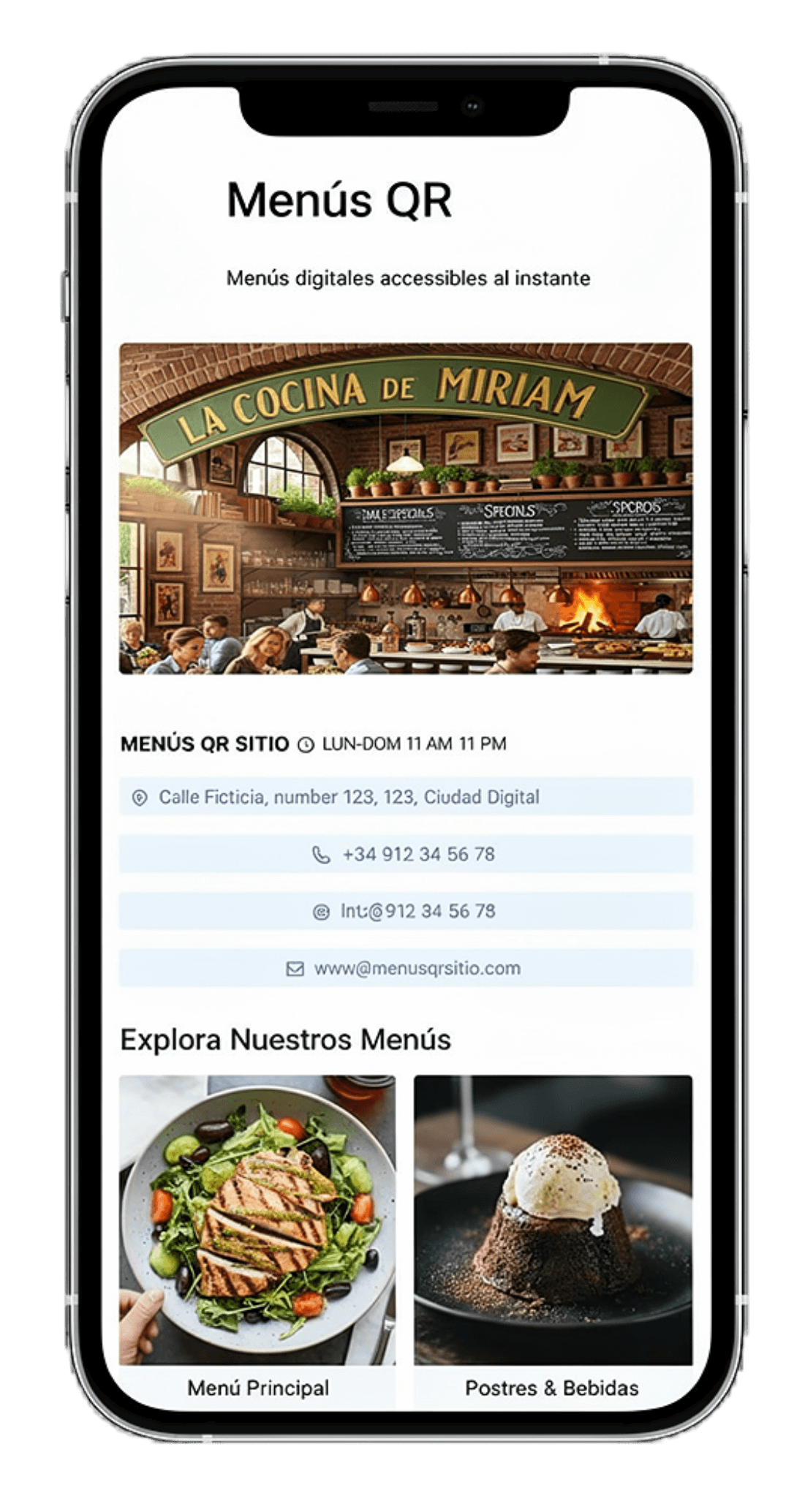 Captura de pantalla de una página de tienda en vista móvil