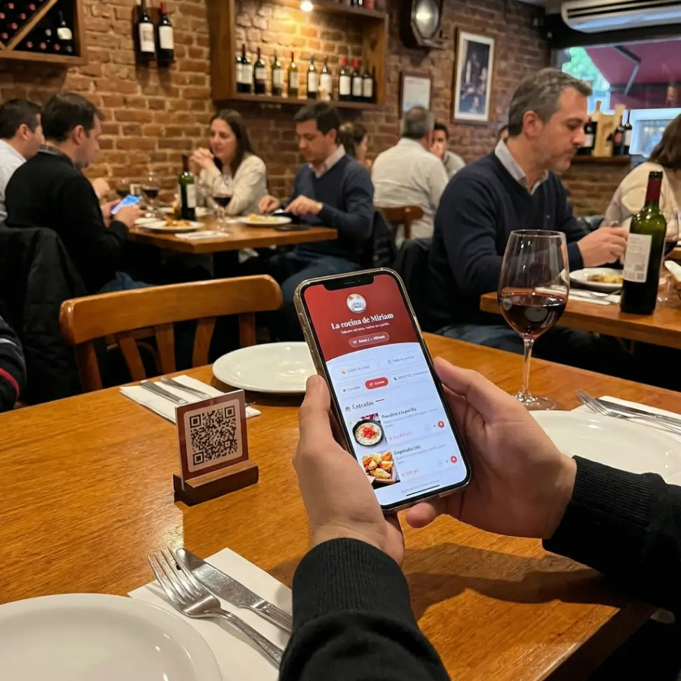 Restaurante con MenuQR — cliente usando la carta digital